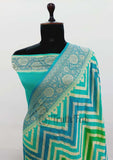 Multi-Color Pure Banarasi Handloom Chiffon Saree- Neem Zari Design