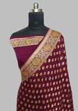 Maroon Banarasi Handloom Chiffon Saree - Truth Fab