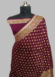 Maroon Banarasi Handloom Chiffon Saree - Truth Fab