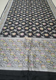 Black Colour Pure Banarasi Handloom Kora Silk Saree