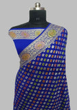 Blue Banarasi Handloom Chiffon Saree - Truth Fab