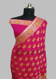 Pink Color Pure Banarasi Handloom Chiffon Saree