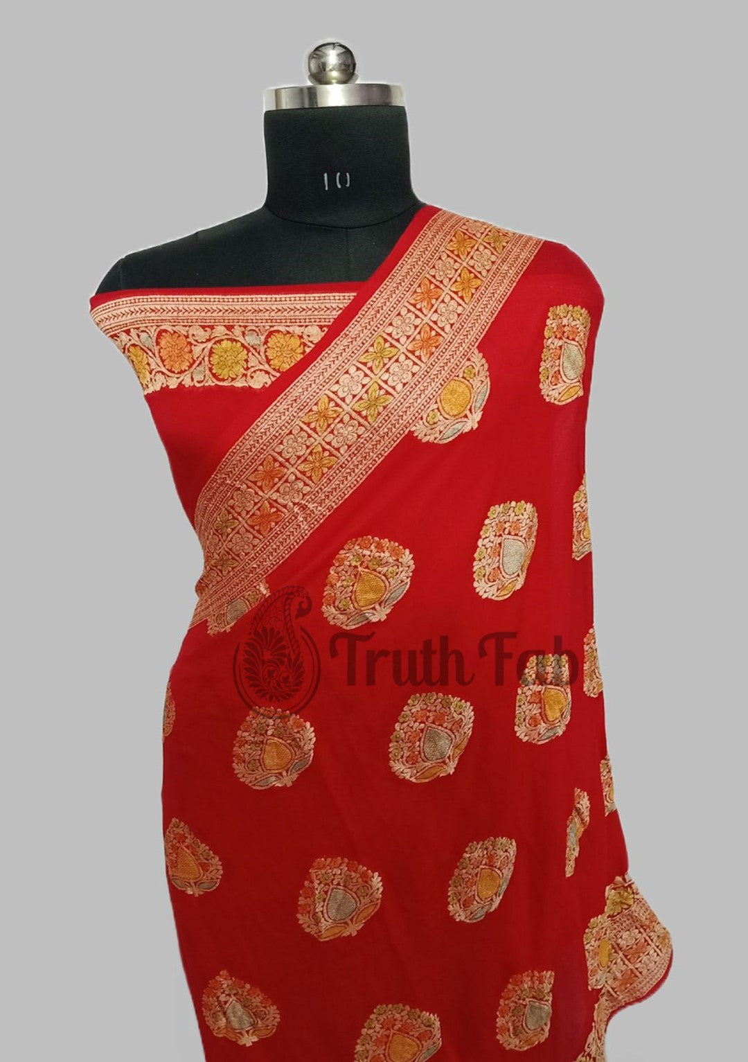 Red Color Pure Banarasi Handloom Chiffon Saree