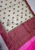 Banarasi Handloom Kora Silk Saree - Off White - Truth Fab
