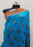 Banarasi Handloom Kora Silk Saree - Azure Blue - Truth Fab