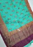 Banarasi Handloom Kora Silk Saree - Tiffany Blue - Truth Fab
