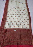 Banarasi Handloom Kora Silk Saree - Off White - Truth Fab