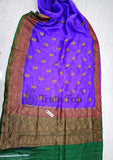 Banarasi Handloom Kora Silk Saree - Blue-Violet - Truth Fab