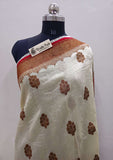 Banarasi Handloom Kora Silk Saree - Off White - Truth Fab