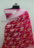 Burgundy Colour Pure Banarasi Handloom Kora Silk Saree