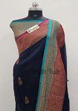 Banarasi Handloom Kora Silk Saree - Blue - Truth Fab