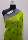 
Banarasi Handloom Kora Silk Saree - Lime Green - Truth Fab