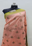 
Banarasi Handloom Kora Silk Saree - Peach - Truth Fab