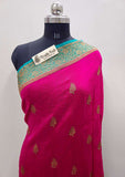 Banarasi Handloom Kora Silk Saree - Magenta - Truth Fab