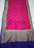 Banarasi Handloom Kora Silk Saree - Magenta - Truth Fab