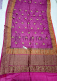 Banarasi Handloom Kora Silk Saree - Mardi Gras - Truth Fab
