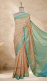Cream Pure Banarasi Handloom Khaddi Georgette Saree- Water Zari