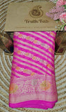 Bright Pink Pure Banarasi Handloom Chiffon Saree
