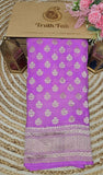 Orchid Color Pure Banarasi Handloom Khaddi Georgette Saree- Water Zari