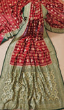 Red Pure Banarasi Handloom Khaddi Georgette Saree- Water Zari