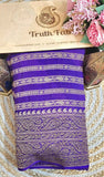 Purple Pure Banarasi Handloom Khaddi Georgette Saree- Antique Zari