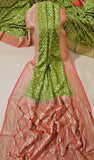 Parrot Green Pure Banarasi Handloom Khaddi Georgette Saree- Water Zari