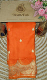Orange Color Pure Banarasi Handloom Kora Silk Saree
