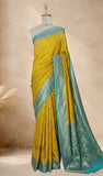 Mustard Yellow Pure Banarasi Handloom Khaddi Georgette Saree- Water Zari