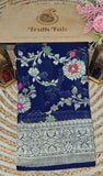 Indigo Blue Pure Banarasi Handloom Khaddi Georgette Saree- Meenakari Design