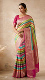 Multi Color Pure Banarasi Handloom Khaddi Georgette Saree- Water Zari