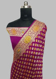 Cardinal Purple Banarasi Handloom Chiffon Saree - Truth Fab