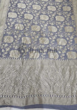 Banarasi Handloom Khaddi Georgette Saree With water zari- Heather - Truth Fab