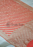 Neon Orange  Banarasi Handloom Khaddi Georgette Saree With Water Zari- Truth Fab