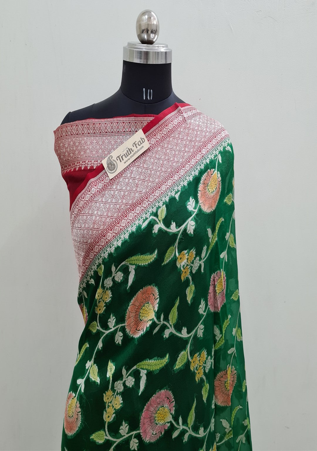 Green Colour Pure Banarasi Handloom Kora Silk Saree