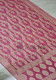 Banarasi Handloom Khaddi Georgette Saree With water zari-Bubblegum Pink - Truth Fab