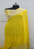 Yellow Color Pure Banarasi Handloom Khaddi Georgette Saree- Water Zari