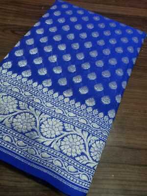 Water zari work khaddi banarasi saree in blue color