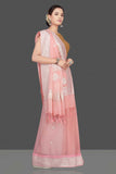 Peach pink Pure Banarasi Handloom Chiffon Saree