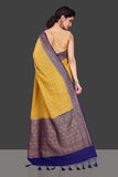 Golden yellow khaddi banarasi handloom antique zari saree