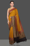 Golden georgette banarasi handloom antique zari work saree