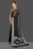 Chiffon handloom saree with silver zari work