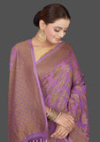 Antique zari work handloom banarasi khaddi saree in purple color