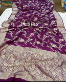 Purple Color Pure Banarasi Handloom Khaddi Georrgette Saree - Meenakari