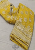 Turmeric yellow khaddi handloom banarasi water zari saree