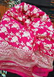 Design Detail: Pure Khaddi Georgette Handloom Banarasi Saree Weaving a permanent handloom. The elaborate and laborious technique involves hand-weaving each separately. This takes longer on the handloom, but creates a more robust pattern, which stands on the fabric.  This Pure Khaddi Georgette Saree available in attractive designs. It is availble with extra Blouse Piece.  The actual saree that matches the images in the post photo.