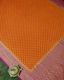 Antique zari work georgette handloom banarasi saree in orange color