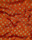 Khaddi banarasi handloom antique zari work saree in ornage color