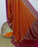 Orange georgette banarasi handloom antique zari work saree 
