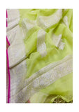 Lizard Green Pure Banarasi Handloom Chiffon Saree