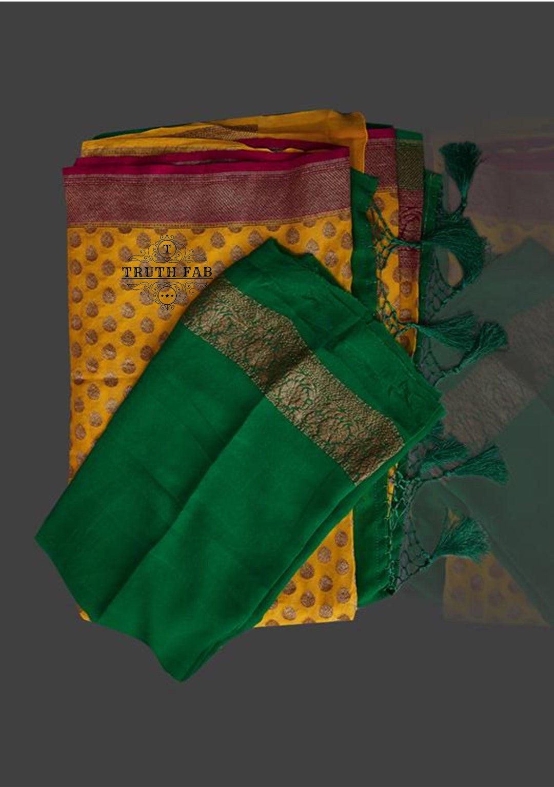 Banarasi handloom yellow color saree with antique zari work